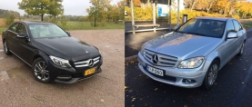 Parivertailussa Mercedes-Benz C 180 vm. 2014 ja vm.2008